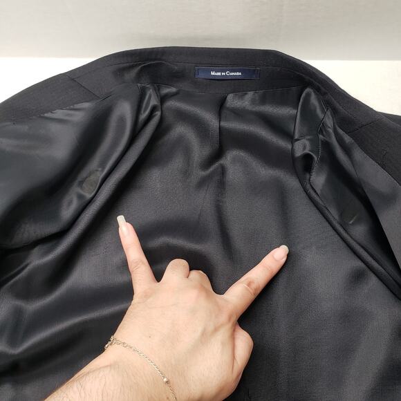 Vintage Ralph Lauren Chaps Suit Men 46 Reg 40x27 Navy Tonal Stripe Wool Cashmere - Picture 8 of 16